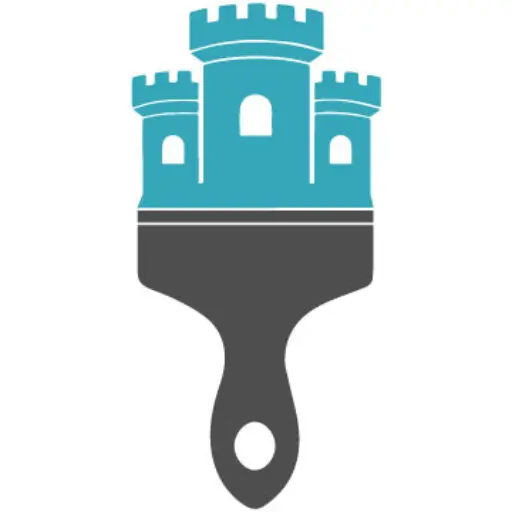 Castle Painters LLC logo icon on a 5-star customer review