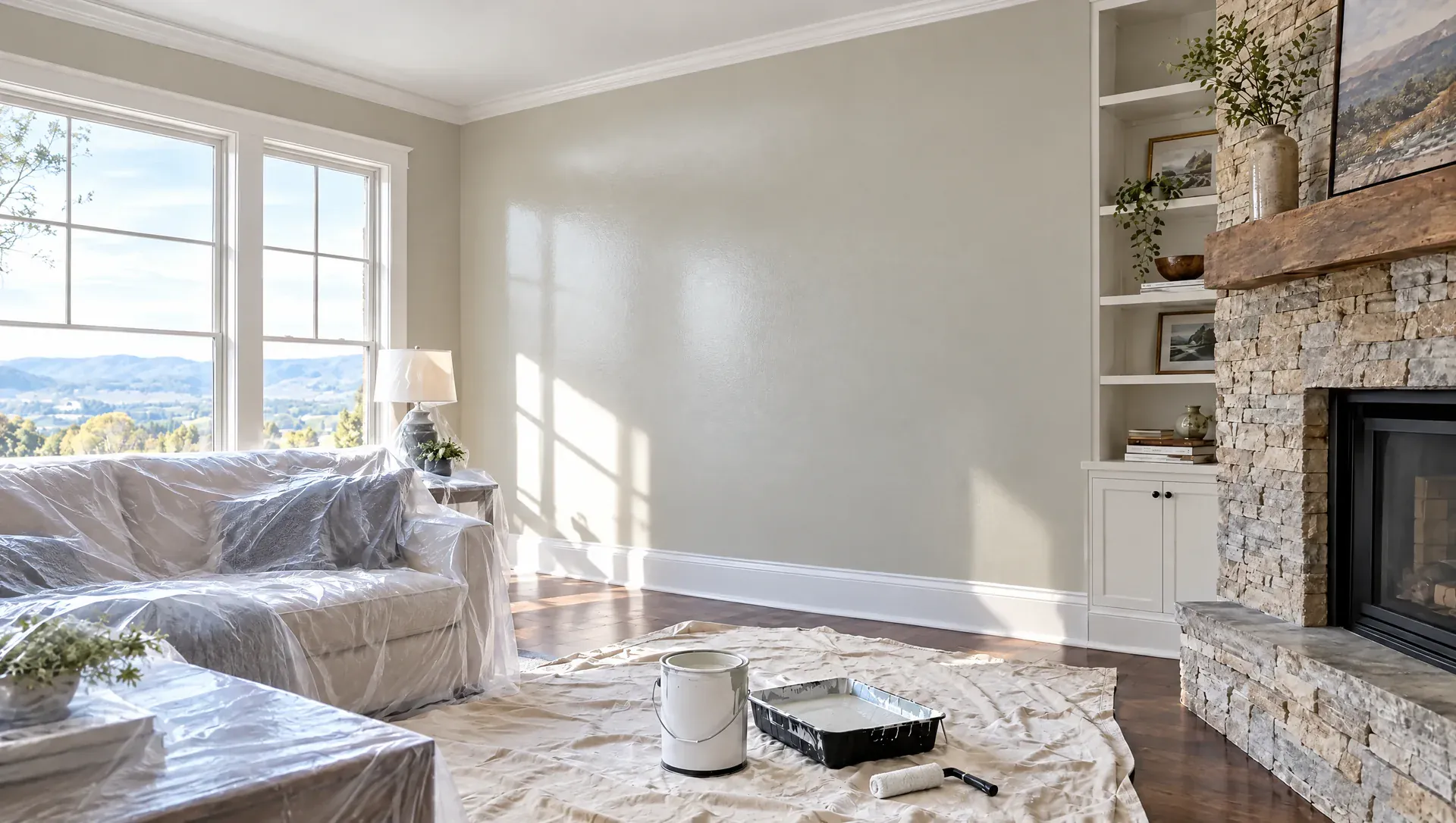 Freshly painted living room wall showing a soft paint sheen in window light, Castle Painters paint sheen guide, painting blog in Knoxville, TN